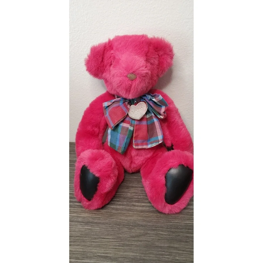 Vintage 1992 GUND VICTORIA'S SECRET Plush Pink TEDDY BEAR Stuffed Animal Plaid